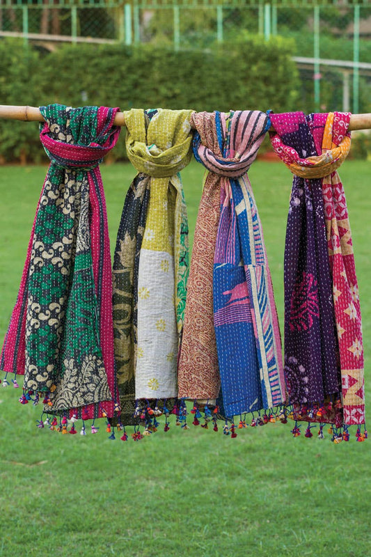 Cotton Kantha Scarves Accessories Sevya Handmade   