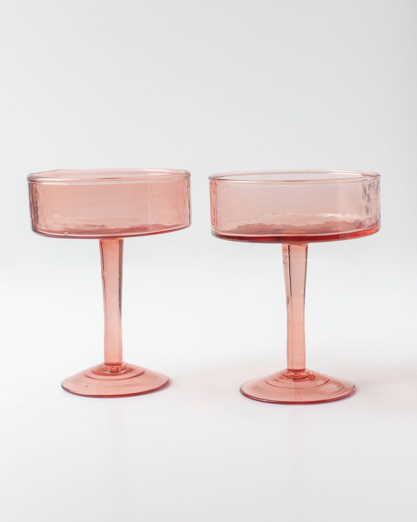Handblown Hammered Coupe Cocktail Glass Pair | Set of 2 Creative Women Blush