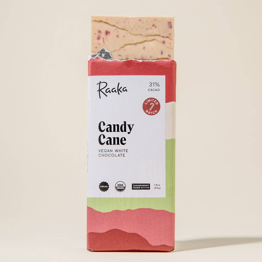 Candy Cane White Chocolate - Christmas Holiday Limited Batch Home Goods Raaka Chocolate   