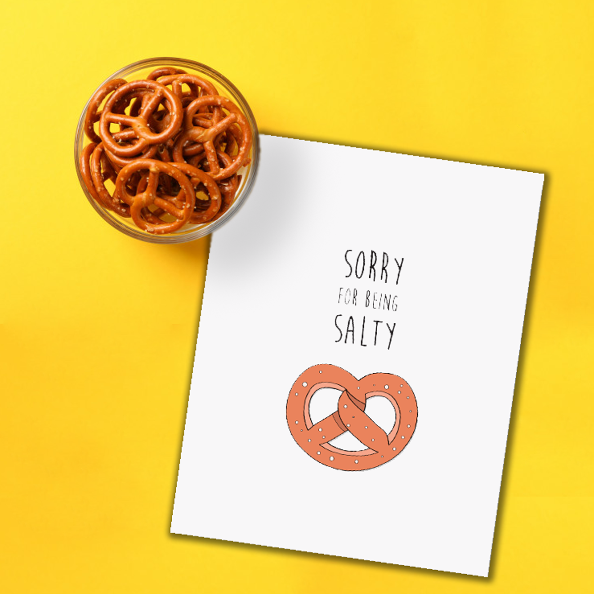 Punny Pretzel I'm Sorry Card  The Card Bureau   