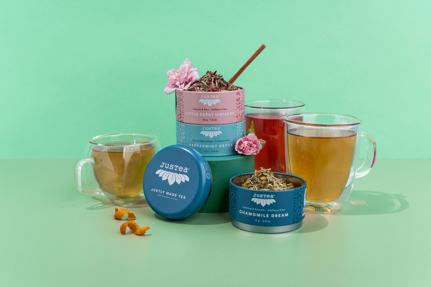 Herbal Tea Trio Tin & Spoon - Organic, Fair-Trade Tea Gift  JusTea   