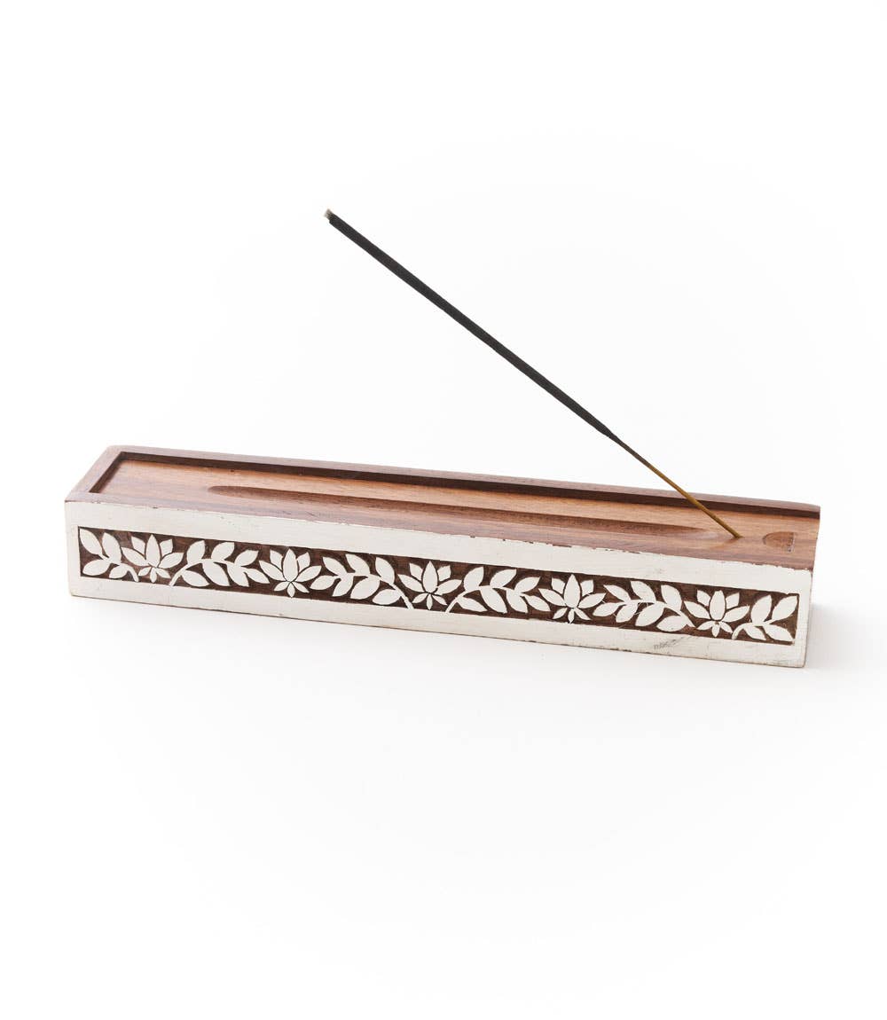 Aashiyana Incense Holder Box-Antique Finish Hand Carved Wood Home Goods Matr Boomie   