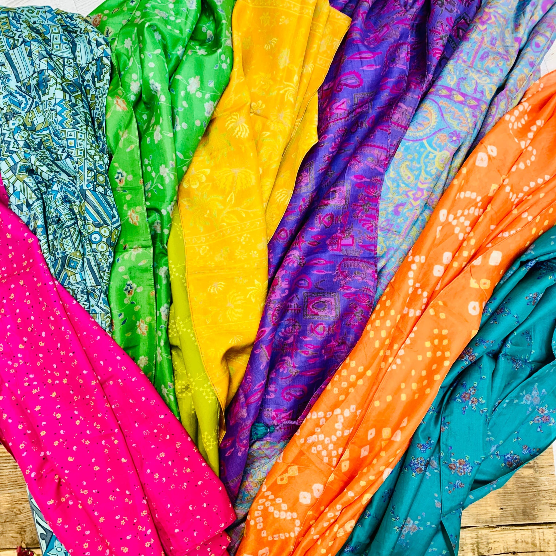 Up-Cycled Silk Sari Scarves Accessories Sevya Handmade   