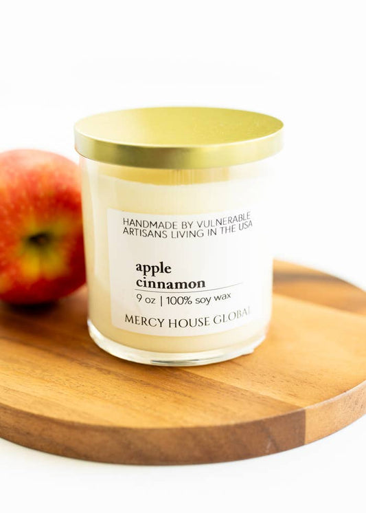 Apple Cinnamon Candle | 9 oz Glass Jar Home Goods Mercy House Global