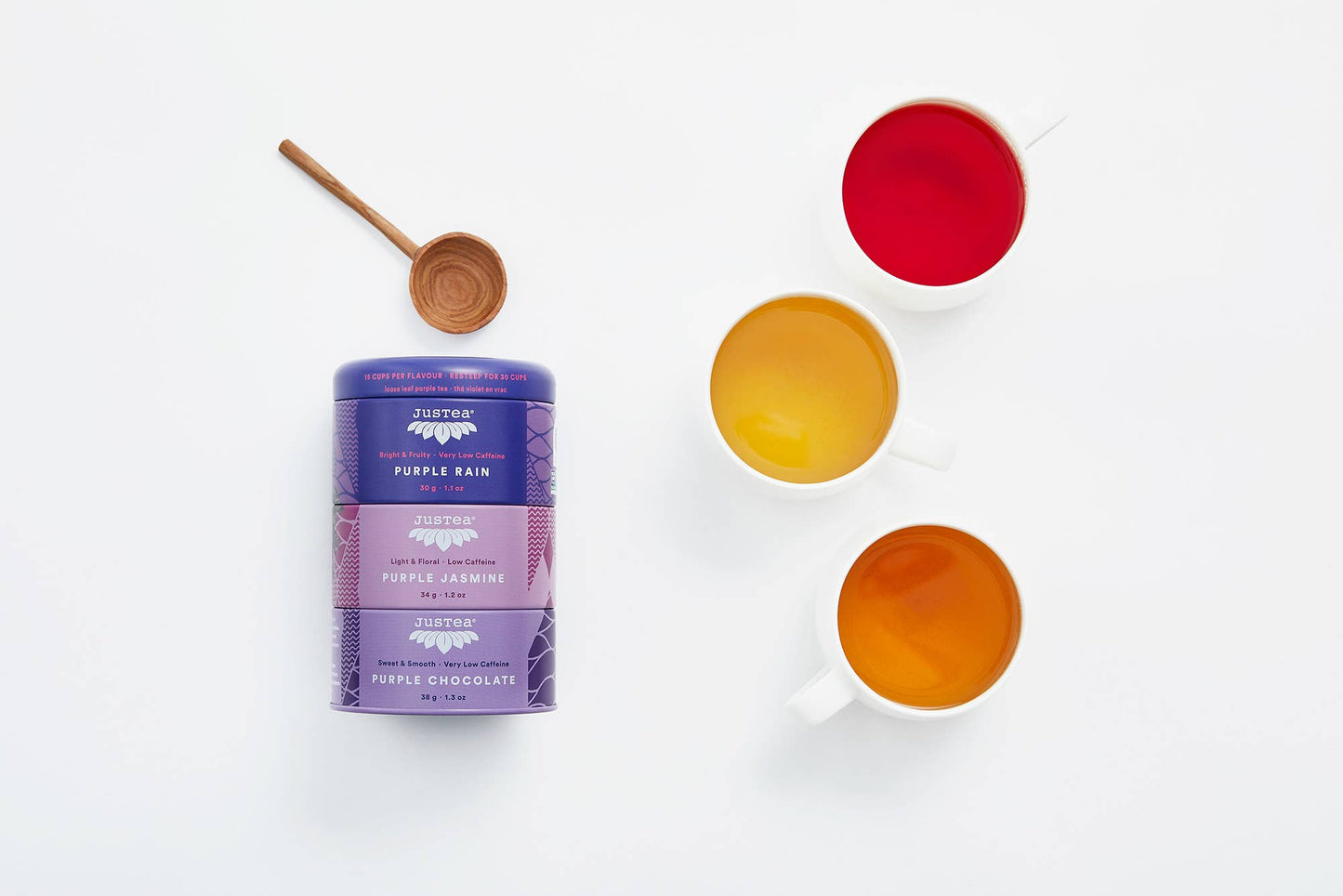 Purple Tea Trio Tin & Spoon - Organic, Fair-Trade Tea Gift Home Goods JusTea