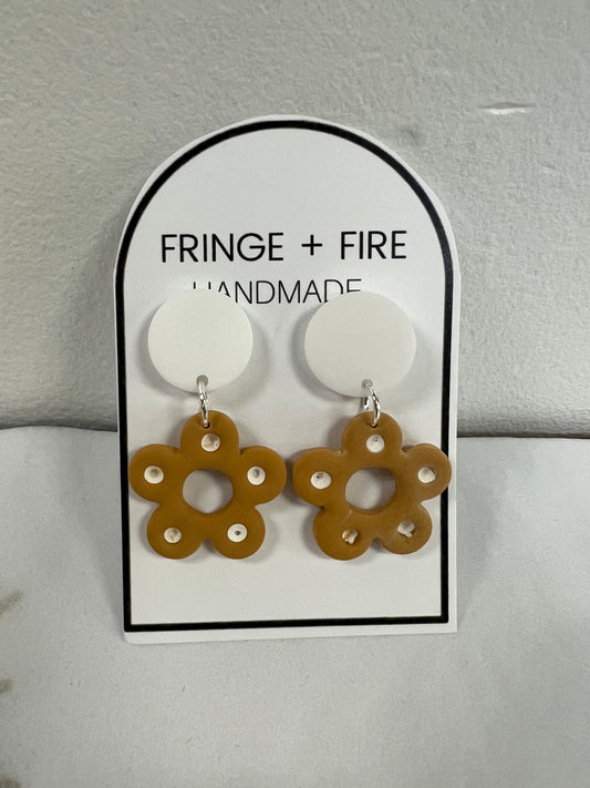 Daisy dangle studs Earrings Fringe and Fire Handmade   