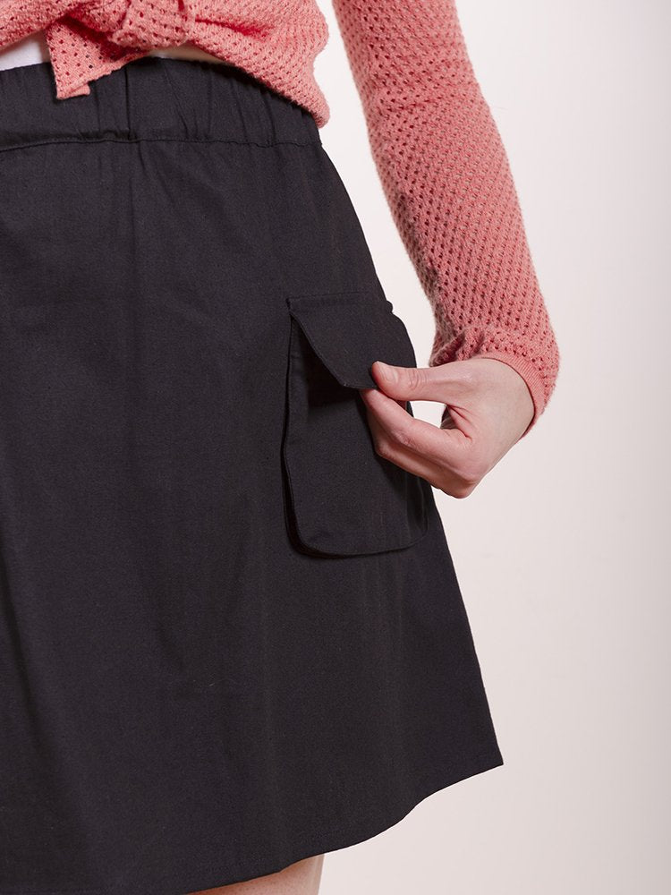 Pocket Skirt - Black Denim Skirts Mata Traders   