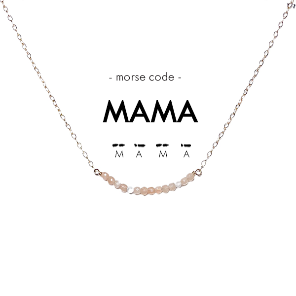 Morse Code Dainty Stone Necklace // Mama Necklace Ethic Goods   