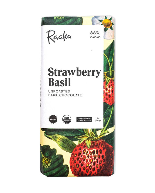 Raaka Chocolate - 66% Strawberry Basil Bar - Spring Easter Limited Batch  Raaka Chocolate   
