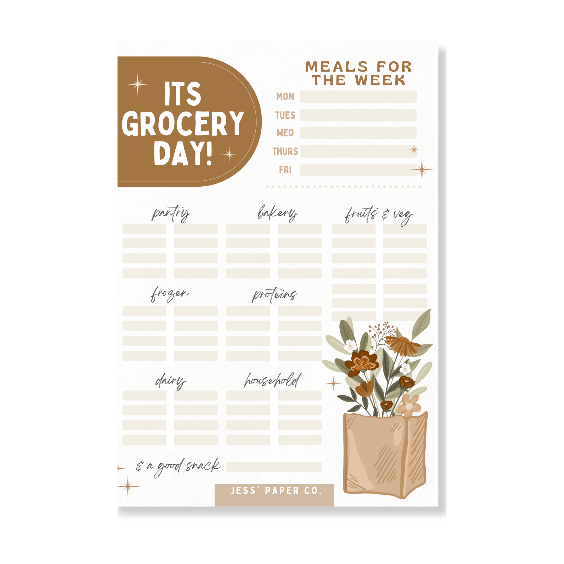Grocery/Meal Planner Notepad Home Goods Jess' Paper Co.   