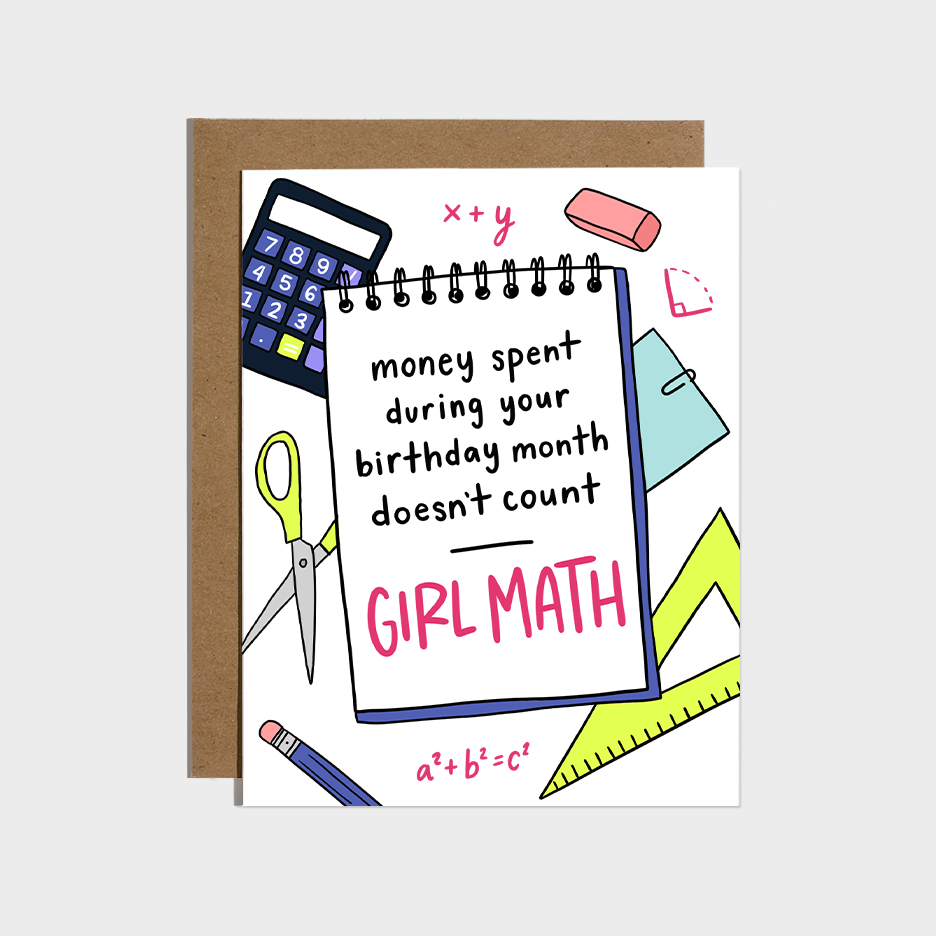 Girl Math Birthday Card Home Goods Brittany Paige   