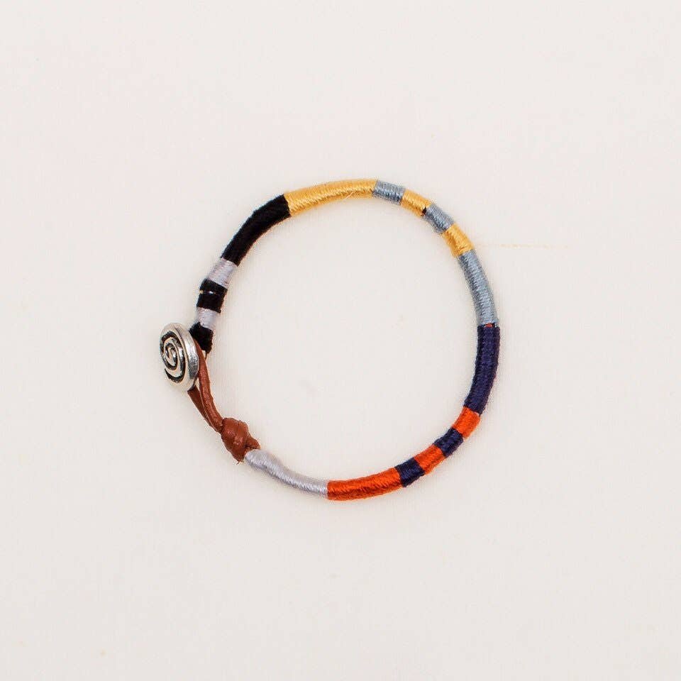Wrapped Leather Colorblock Bracelet - Denim/Copper Bracelets Altiplano   