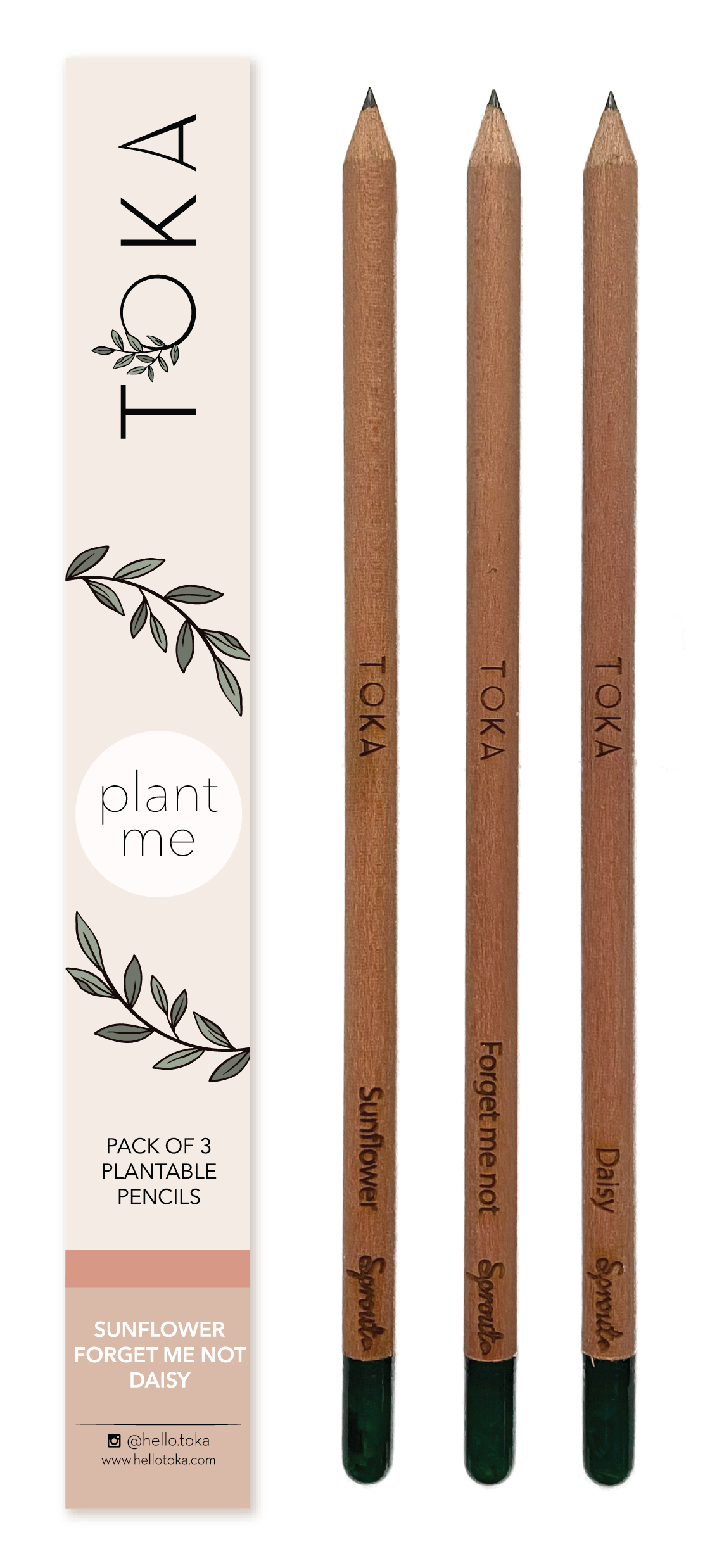 TOKA | Plantable Pencils | 3 Pack | Florals Home Goods The Card Bureau   
