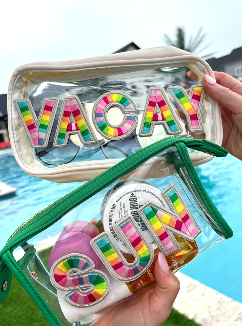 Vacay Clear Bag - Rainbow Patches