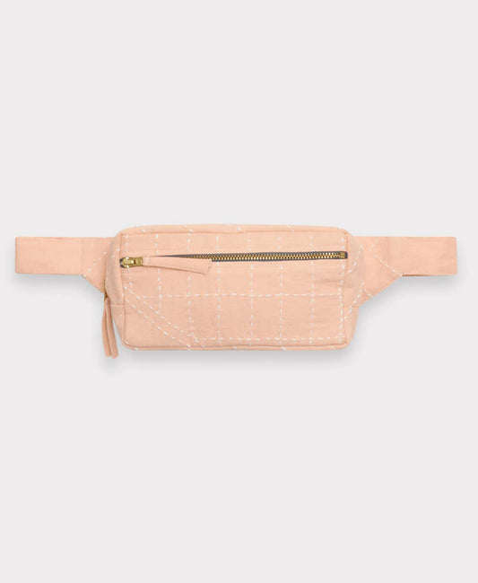 Kantha Crossbody Belt Bag- Pink Bags Anchal   