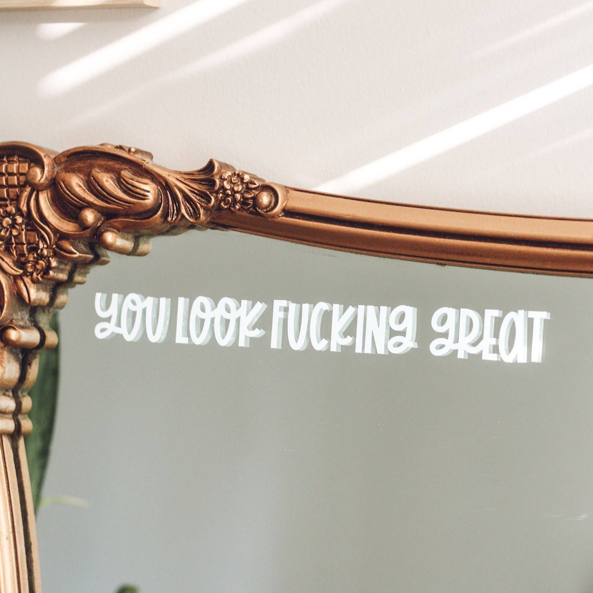 You Look F**king Great Mirror Decal Home Goods Jess' Paper Co.   