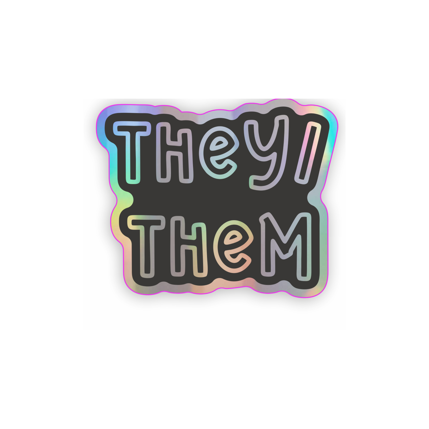 They/Them pronoun holographic vinyl sticker Home Goods Fluffmallow   