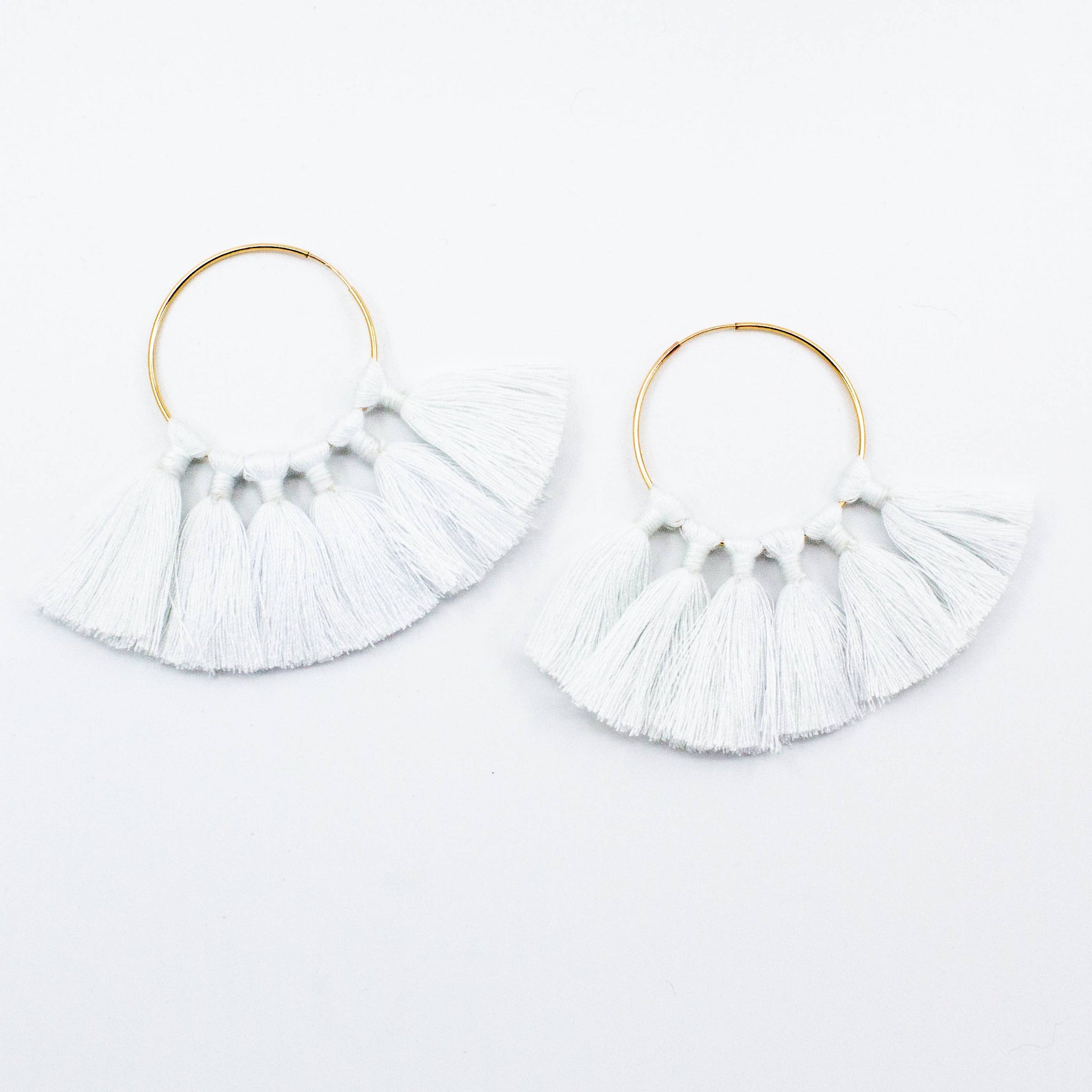 The Tassel Hoop Earrings - White