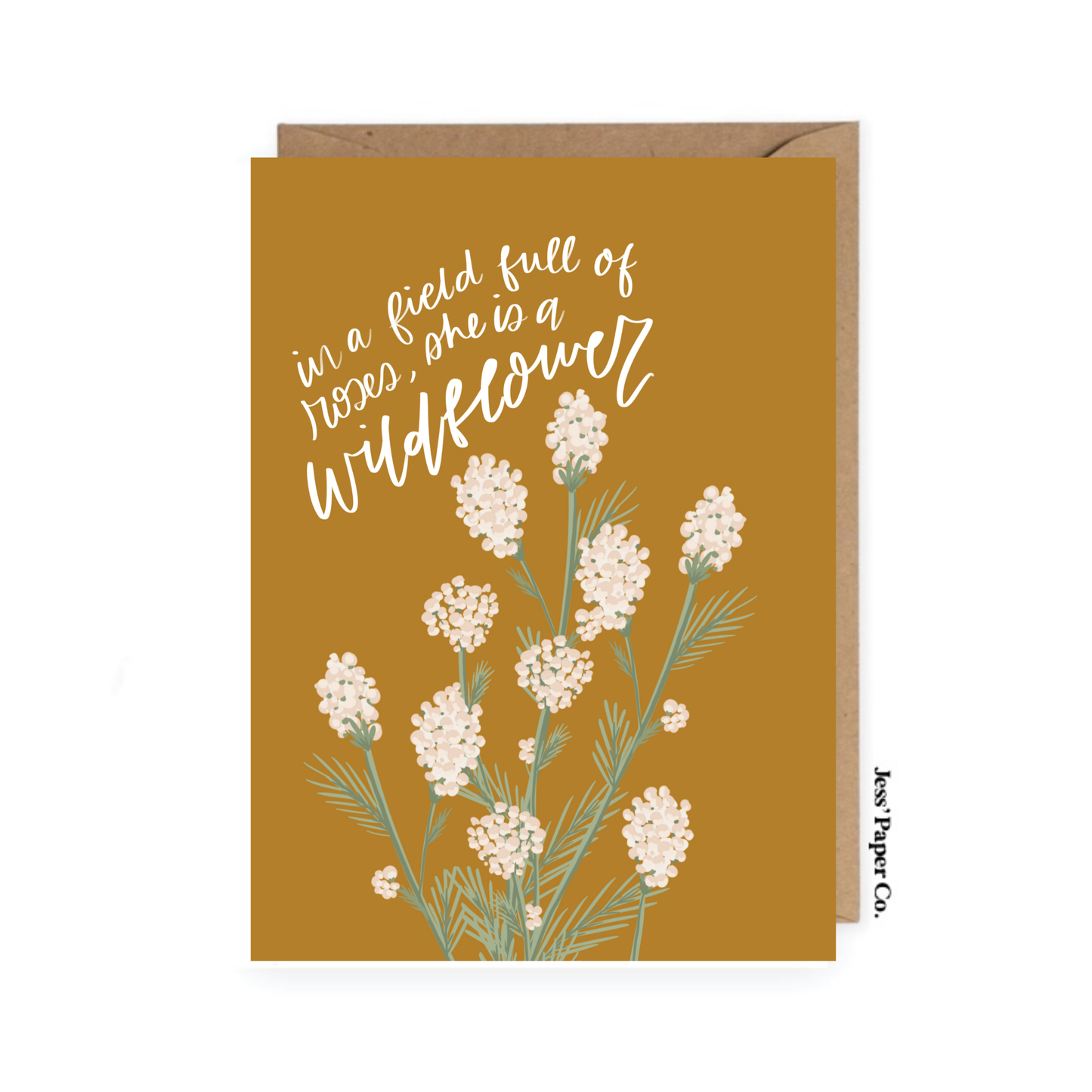 Mustard "She is a Wildflower" Card Home Goods Jess' Paper Co.   