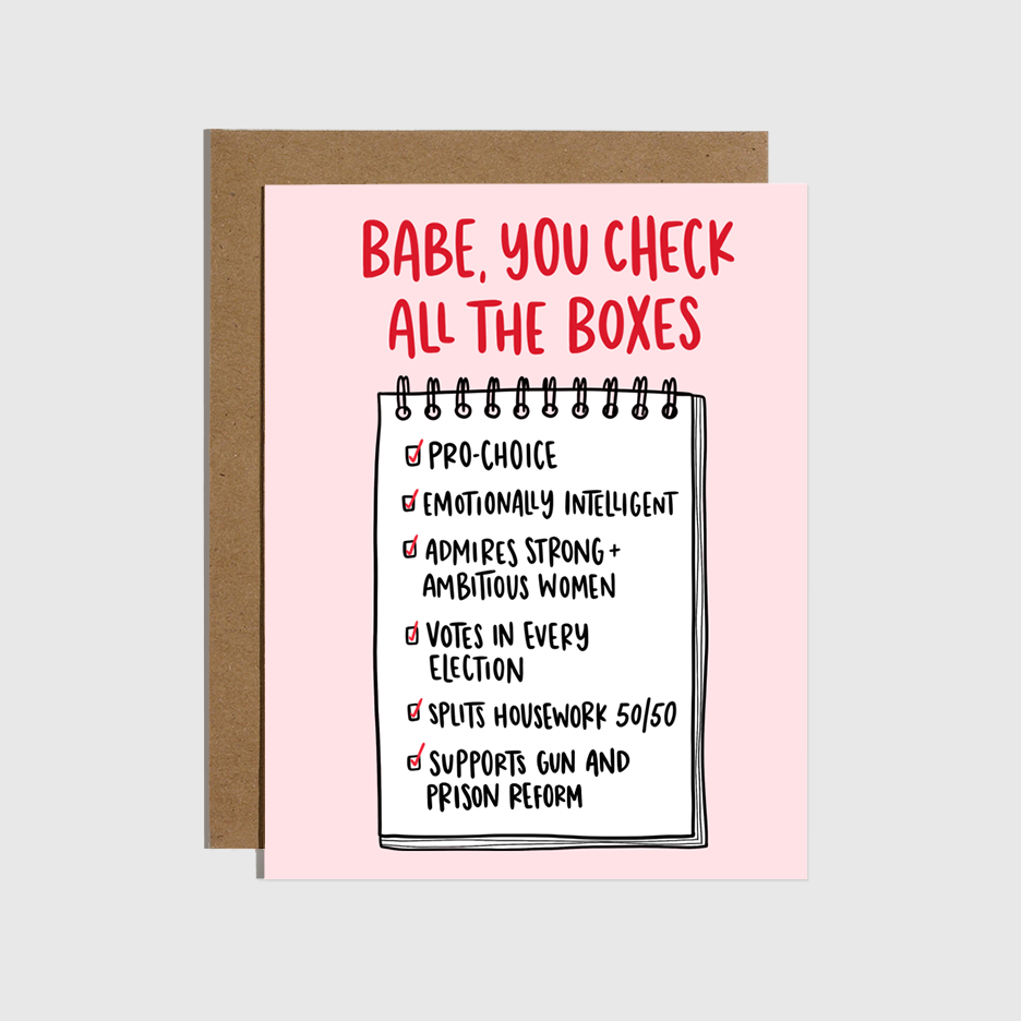 You Check All The Boxes Feminist Love Card Home Goods Brittany Paige   