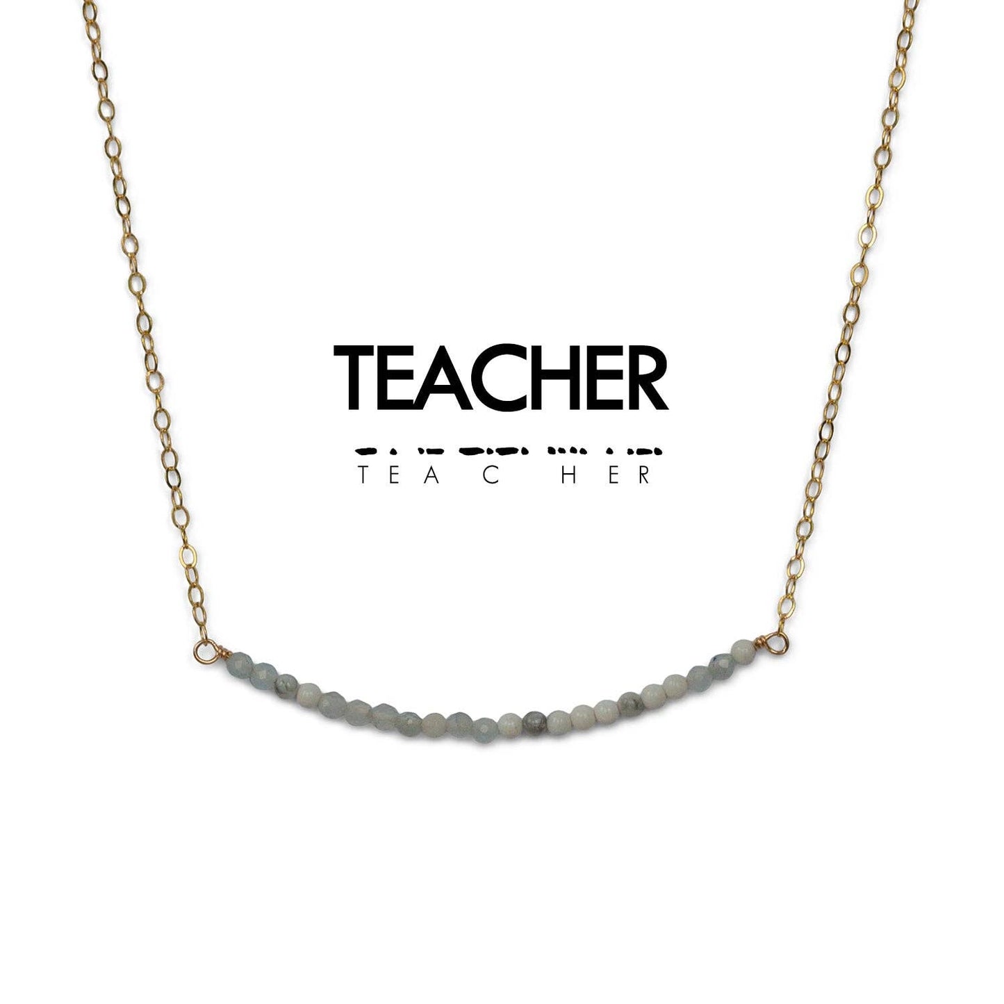 Morse Code Dainty Stone Necklace // Teacher Necklace Ethic Goods   