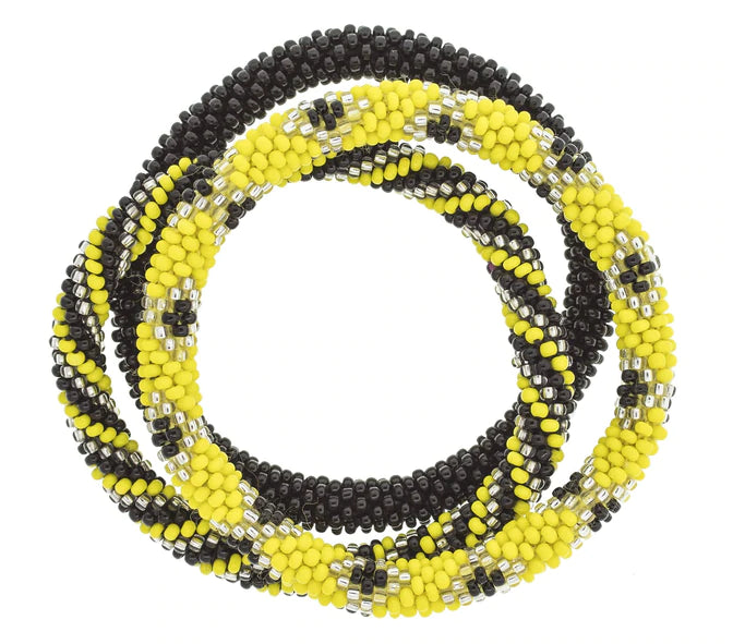 Game Day Roll-On® Bracelets Black & Yellow Bracelets Aid Through Trade   