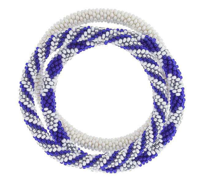 Game Day Roll-On® Bracelets Blue & White Bracelets Aid Through Trade   