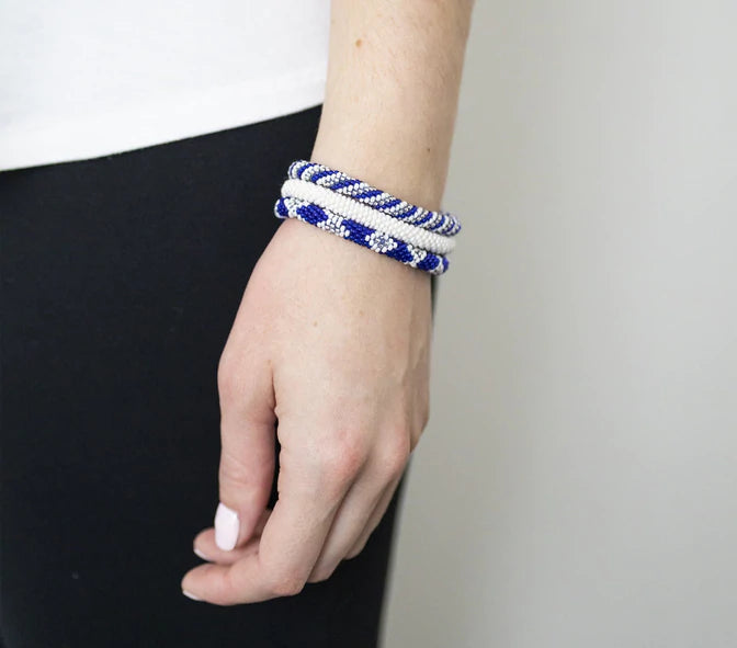 Game Day Roll-On® Bracelets Blue & White Bracelets Aid Through Trade   
