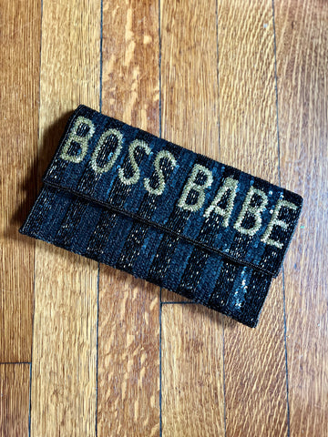Statement Beaded Envelope Clutch - Boss Babe