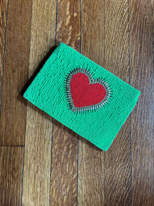 Heart Beaded Crossbody Clutch -Red/Green