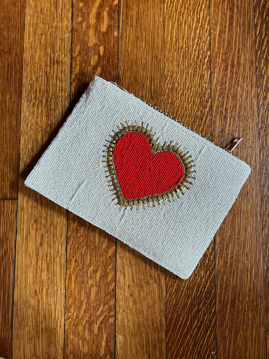 Heart Beaded Crossbody Clutch Bags Indiblossom Red  