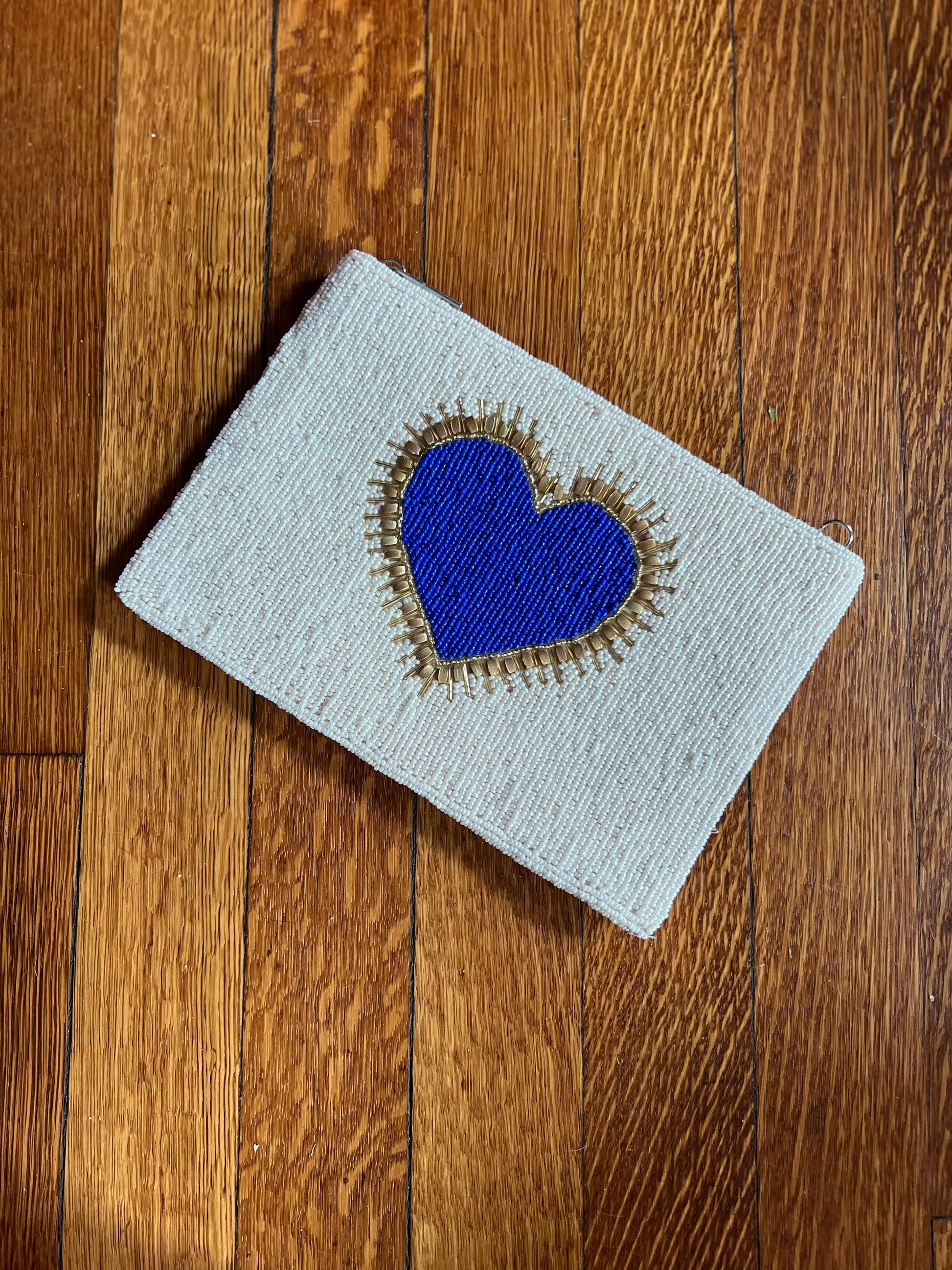 Heart Beaded Crossbody Clutch Bags Indiblossom Royal Blue  