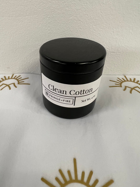 Clean Cotton 4oz Candle tin Home Goods Fringe and Fire Handmade   