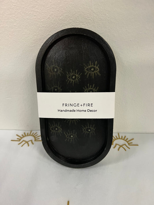 Oval tray - Eyes Black Home Decor Fringe and Fire Handmade   