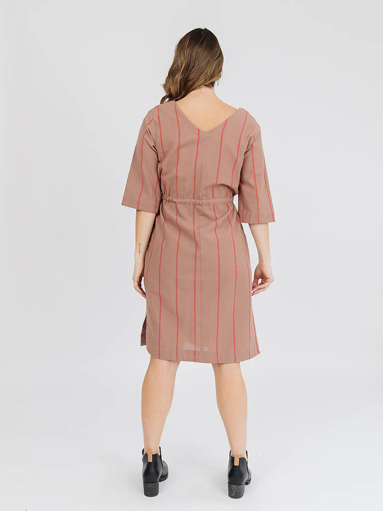 Lori Dress - Cocoa Stripe Dresses Mata Traders   