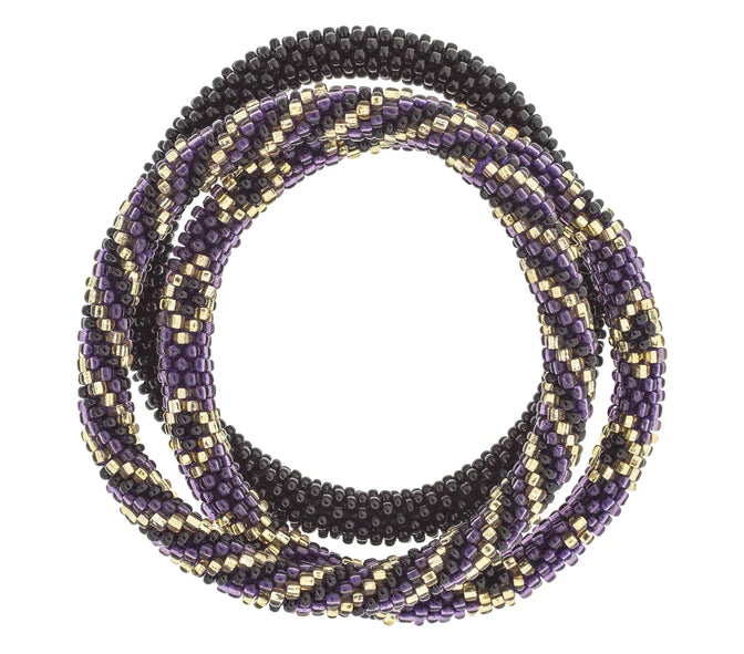 Game Day Roll-On® Bracelets Purple And Black Bracelets Aid Through Trade   