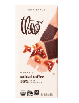 Salted Toffee 55% Dark Chocolate Home Goods Theo Chocolate   