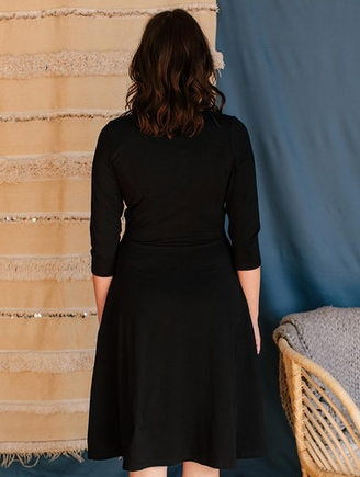 Callie Long Sleeve Wrap Dress in Black Dresses Mata Traders   