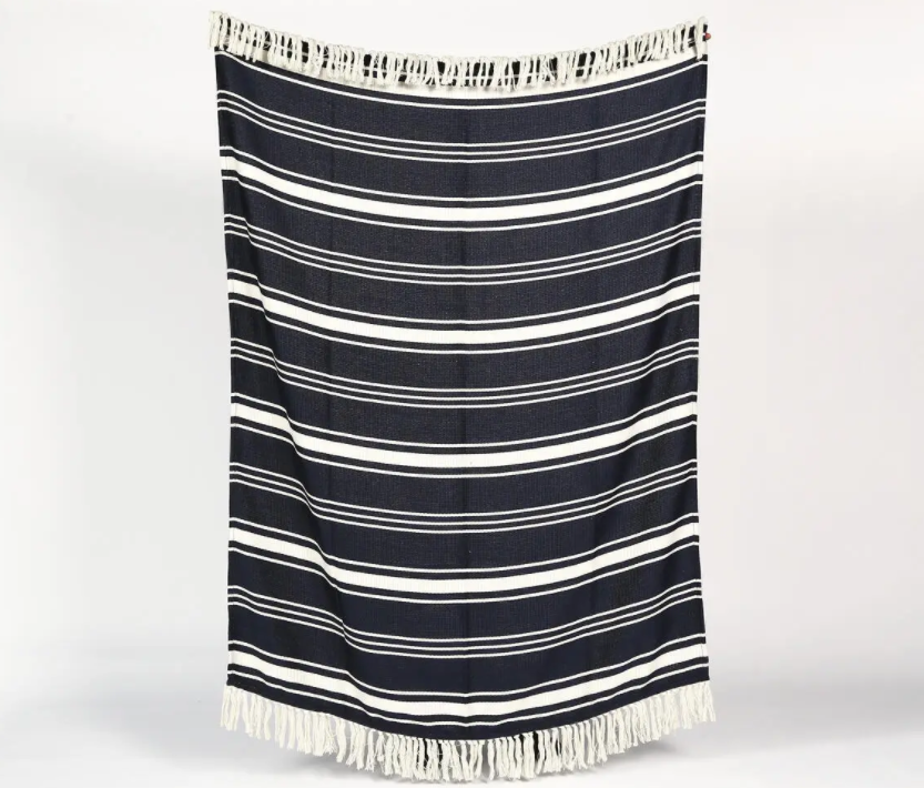 HANDWOVEN STRIPED & TASSELED THROW Home Goods Artisan Crafted Store   