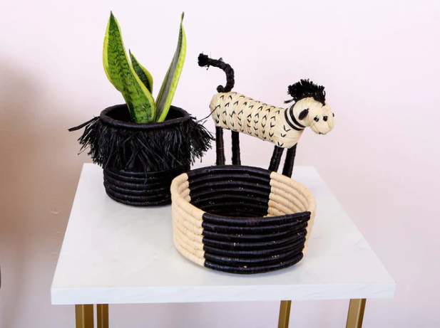 Small Black Fringed Catch All Home Goods Kazi   