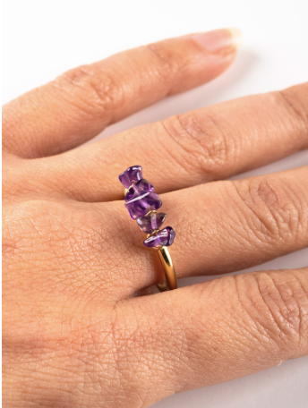 Tumbled Gems Ring - Amethyst Rings Mata Traders   