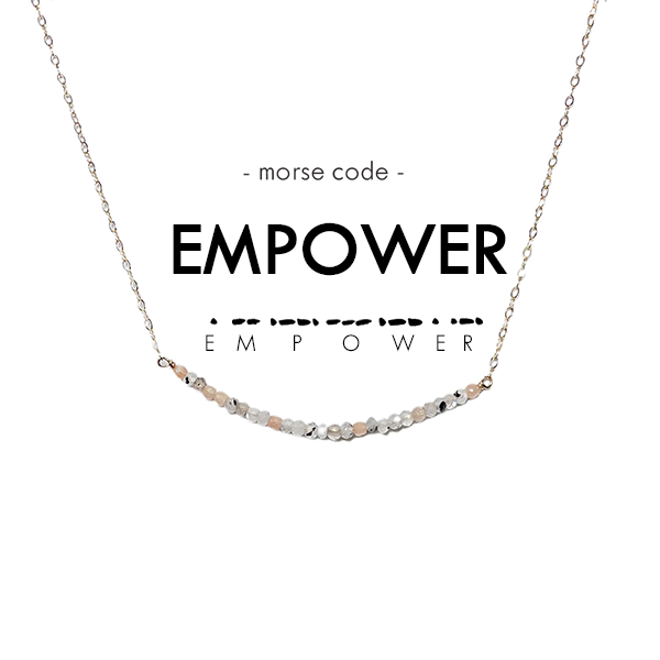 Morse Code Dainty Stone Necklace // Empower Necklace Ethic Goods   