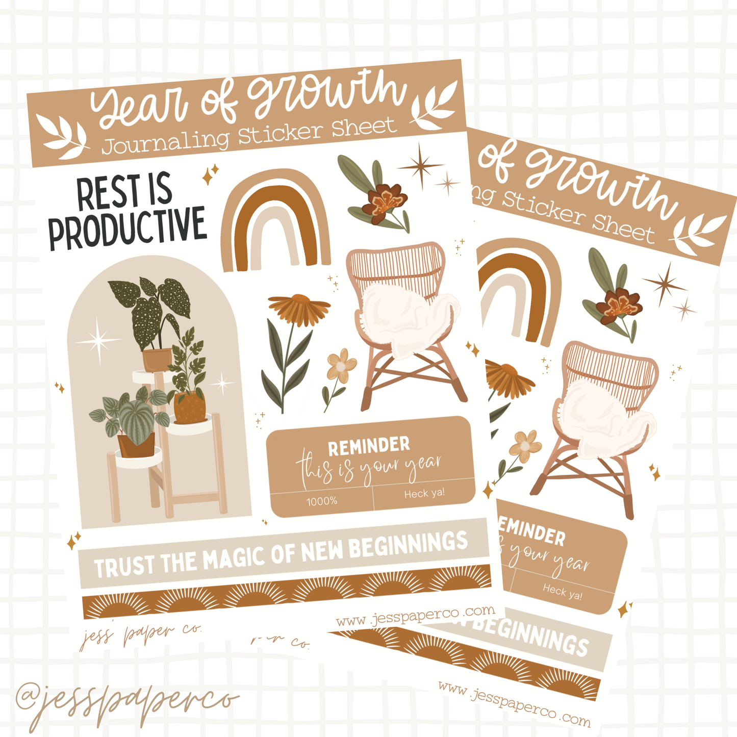Year of Growth Sticker Sheet Accessories Jess' Paper Co.   