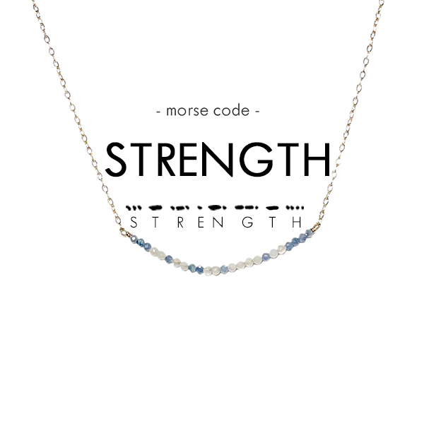 Morse Code Dainty Stone Necklace // Strength Necklace Ethic Goods   