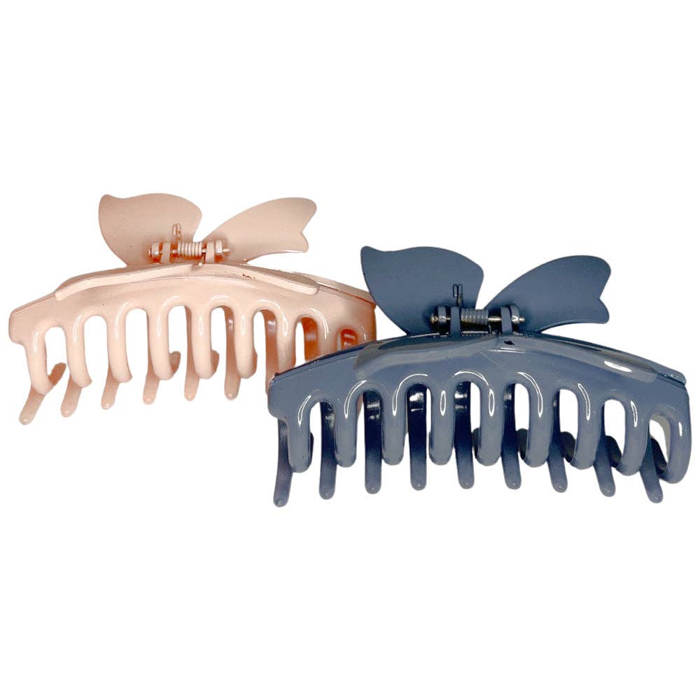 Butterfly Claw Clip Set - Pink + Grey