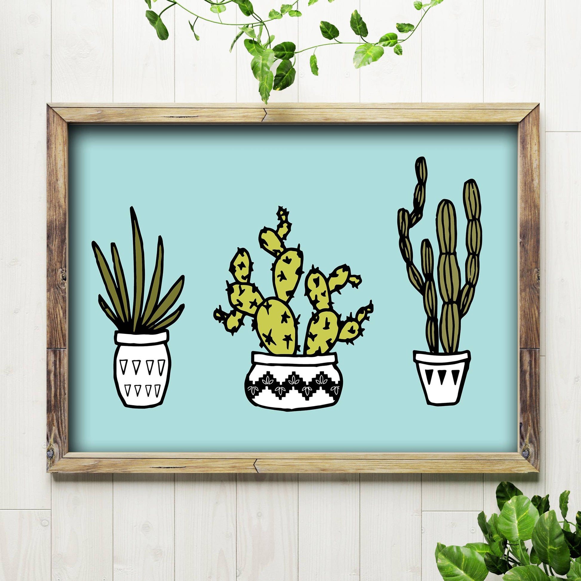 Cacti Trio - 5x7 Art Print Home Goods Billie Claire Handmade   