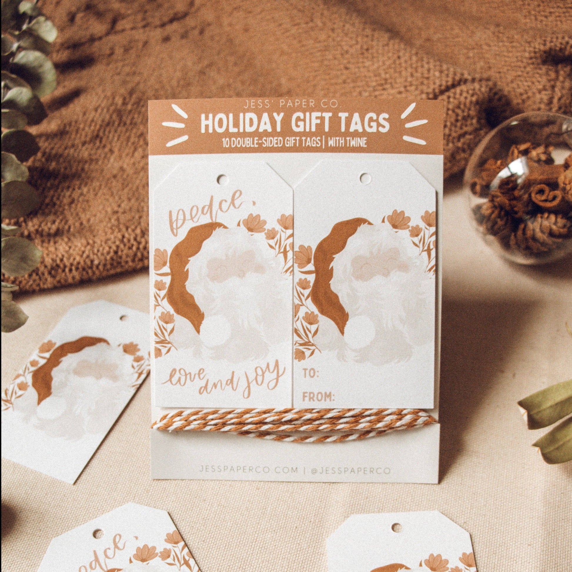 Vintage Santa Holiday Gift Tags with Twine Home Goods Jess' Paper Co.   