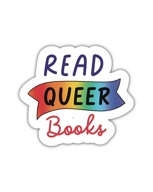 Read queer books  reading vinyl sticker Home Goods Fluffmallow   