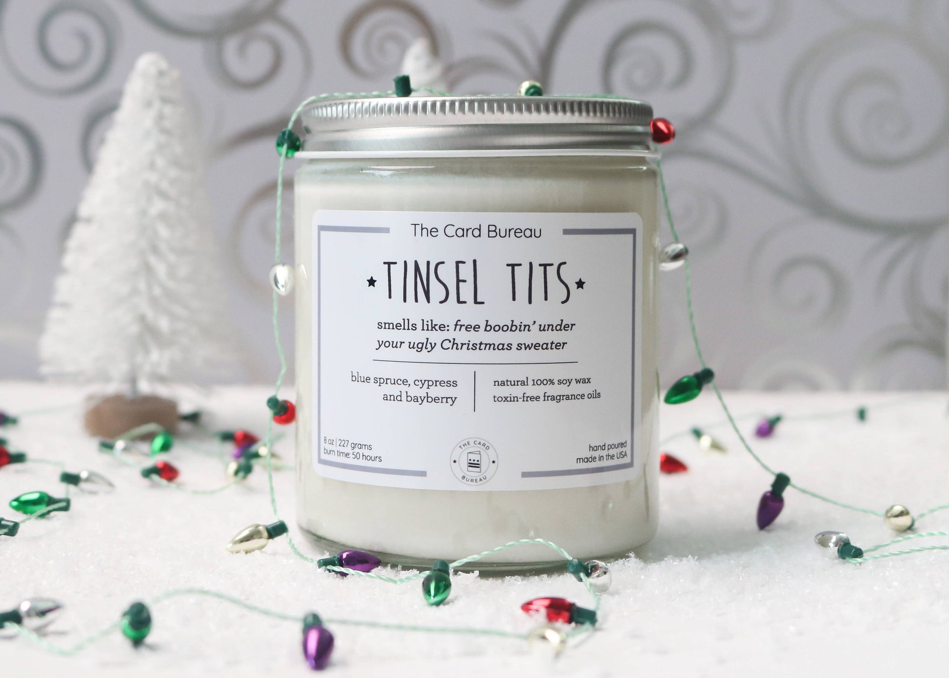 Tinsel Tits 8 oz Candle Home Goods The Card Bureau   