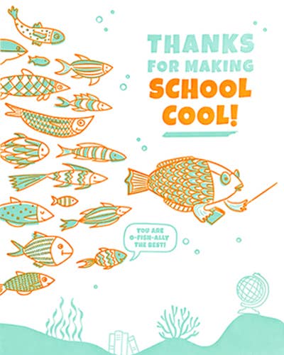 School Fish Thanks Greeting Card Home Goods Good Paper   